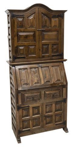 Appraisal: Spanish Baroque style walnut secretary bookcase Toledo Espana th c