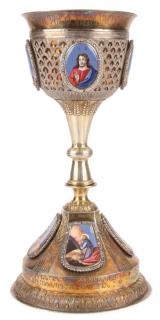 Appraisal: RUSSIAN SILVER ENAMEL CHALICE DATED A LARGE AND IMPRESSIVE RUSSIAN