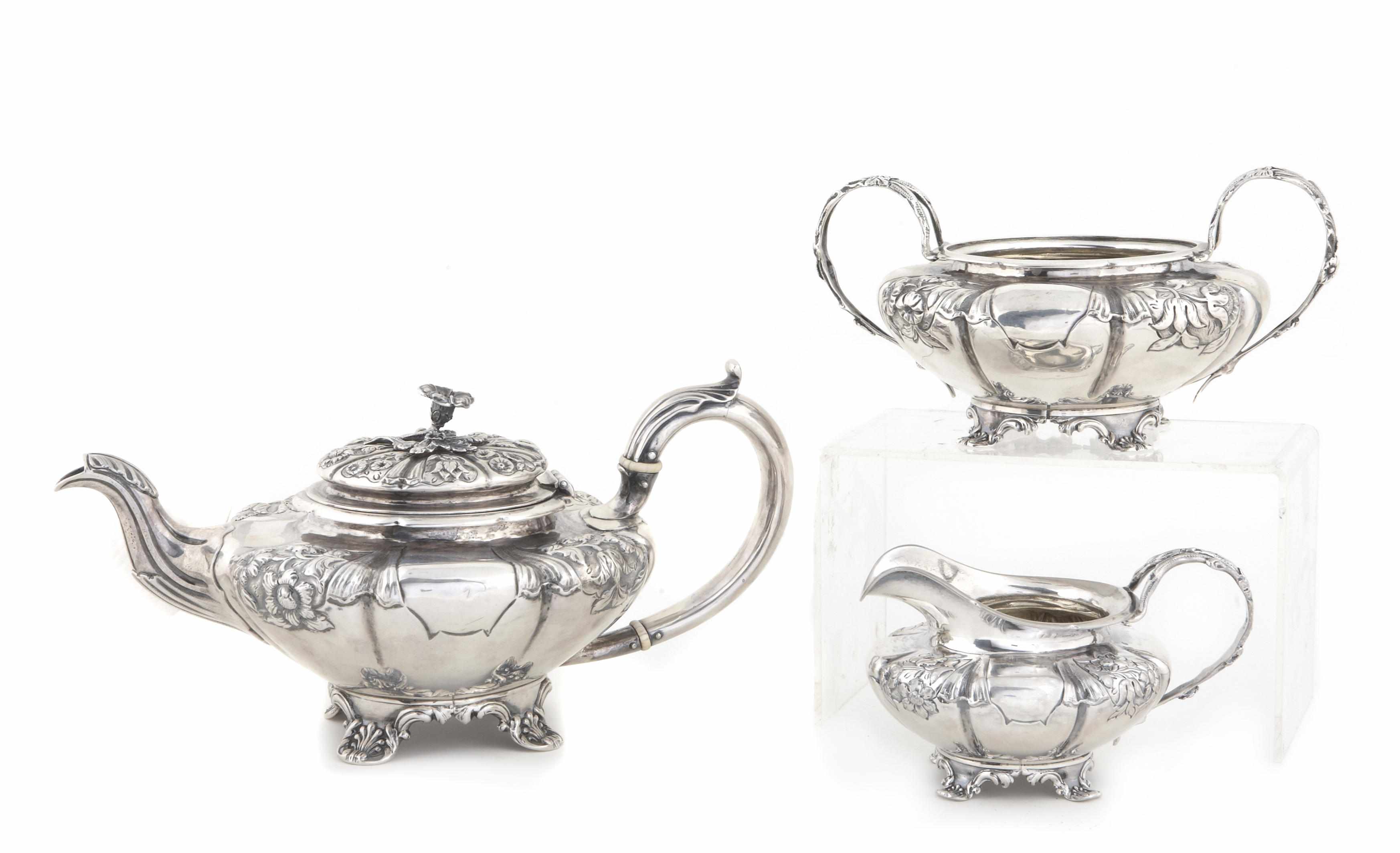 Appraisal: A William IV silver three piece tea set Edward Barnard