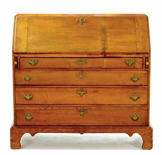 Appraisal: New England Chippendale carved cherry slant-lid desk circa dovetailed rectangular