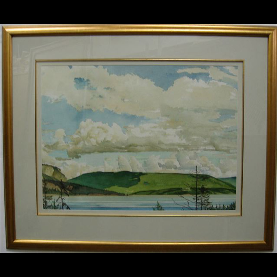 Appraisal: HUNTLEY BROWN - CANADIAN OKANAGAN LAKE VIEW WATERCOLOUR SIGNED LOWER