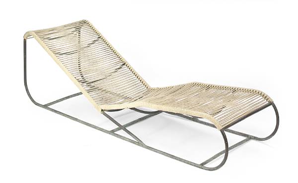 Appraisal: A Walter Lamb bronze and cord chaise lounge for Brown