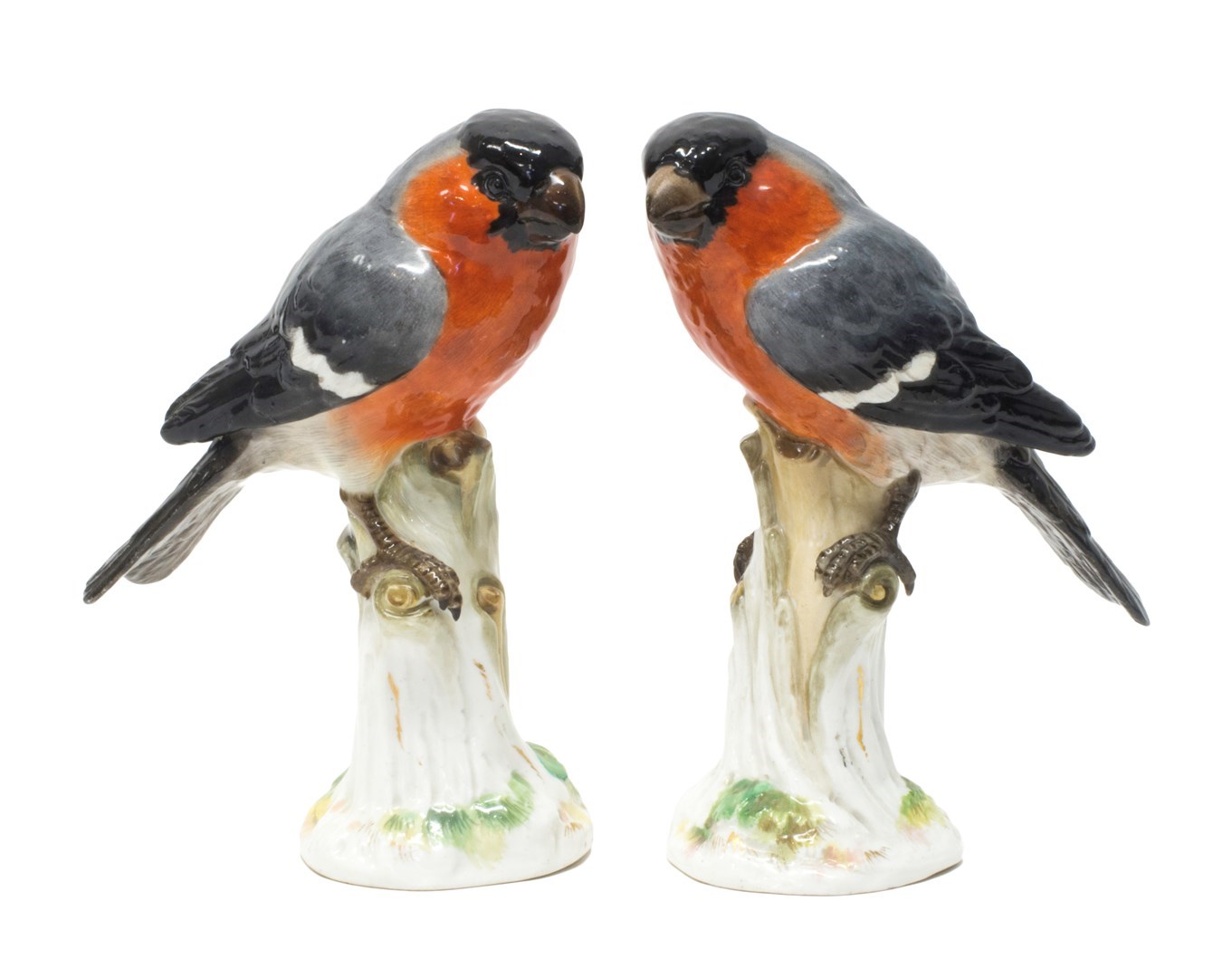 Appraisal: A pair of Meissen porcelain bullfinches late th century modelled