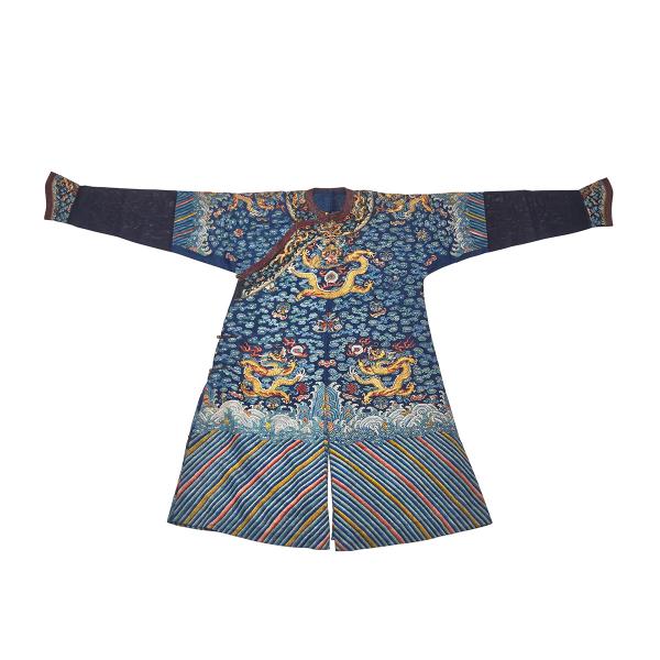 Appraisal: Blue Ground Silk Gauze Summer Dragon Robe Jifu Second-Half th