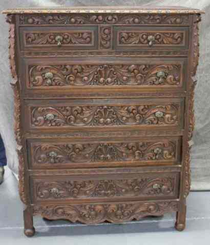 Appraisal: Highly Carved Tall Chest From a Stamford CT home Dimensions