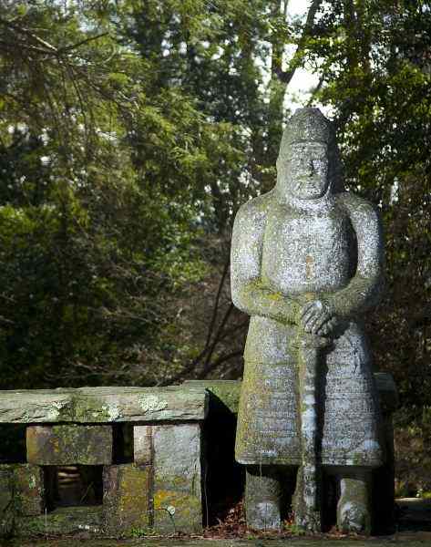 Appraisal: Chinese Carved Stone Spirit Road WarriorMing Dynasty style sculpted from