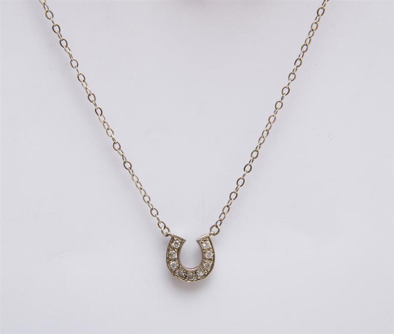 Appraisal: SILVER HORSESHOE-FORM NECKLACE Necklace in pendant x in Estimate -