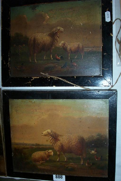 Appraisal: A pair of th century wooden panels with oil painted