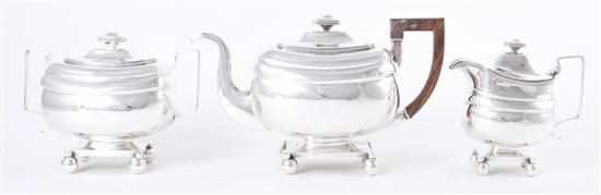 Appraisal: American coin silver tea set by John Sayre New York