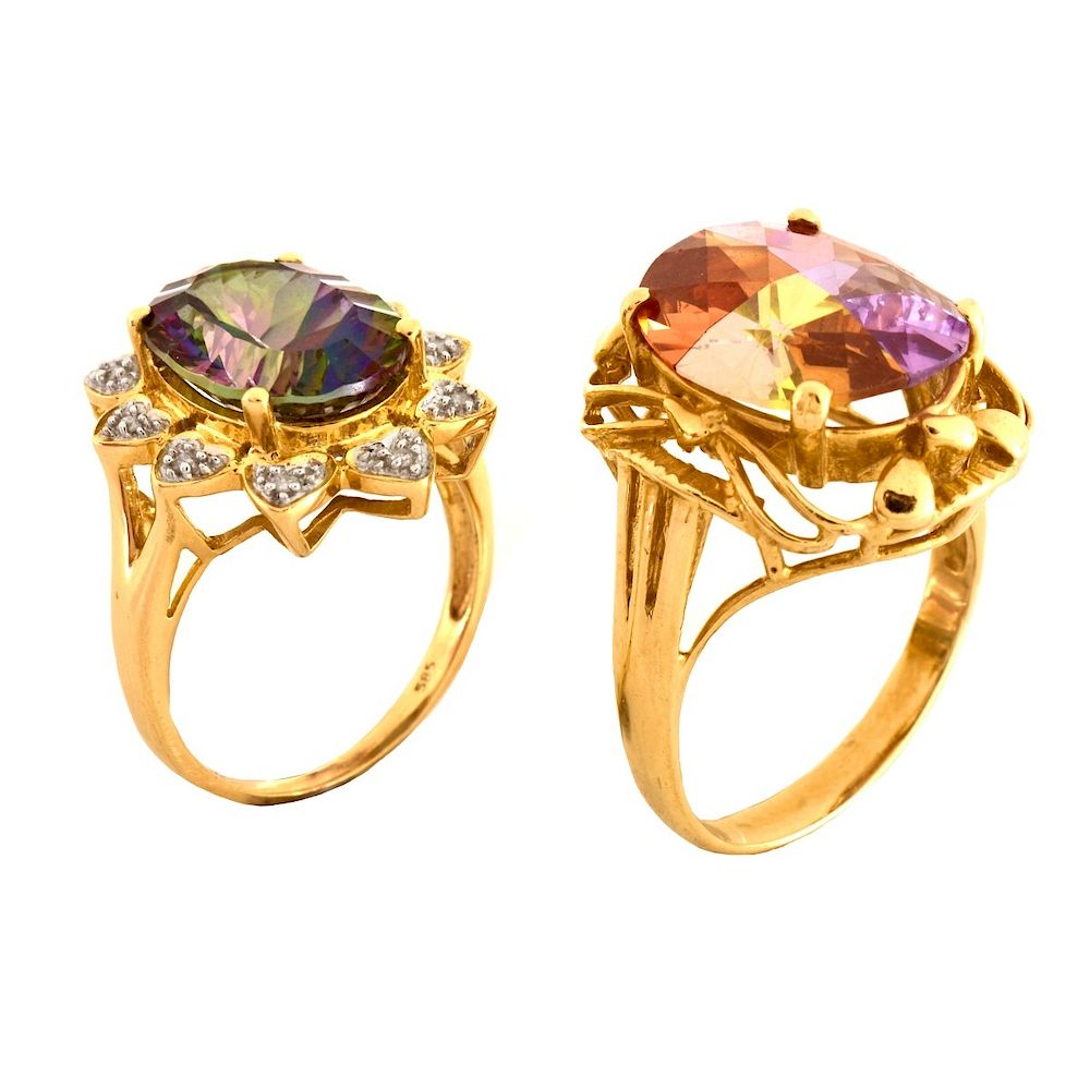 Appraisal: Two K Gold Fashion Rings Two Vintage Karat Gold Fashion