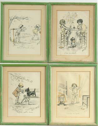 Appraisal: SET OF SIX FRENCH CHILDREN S PRINTS Signed J Bourat