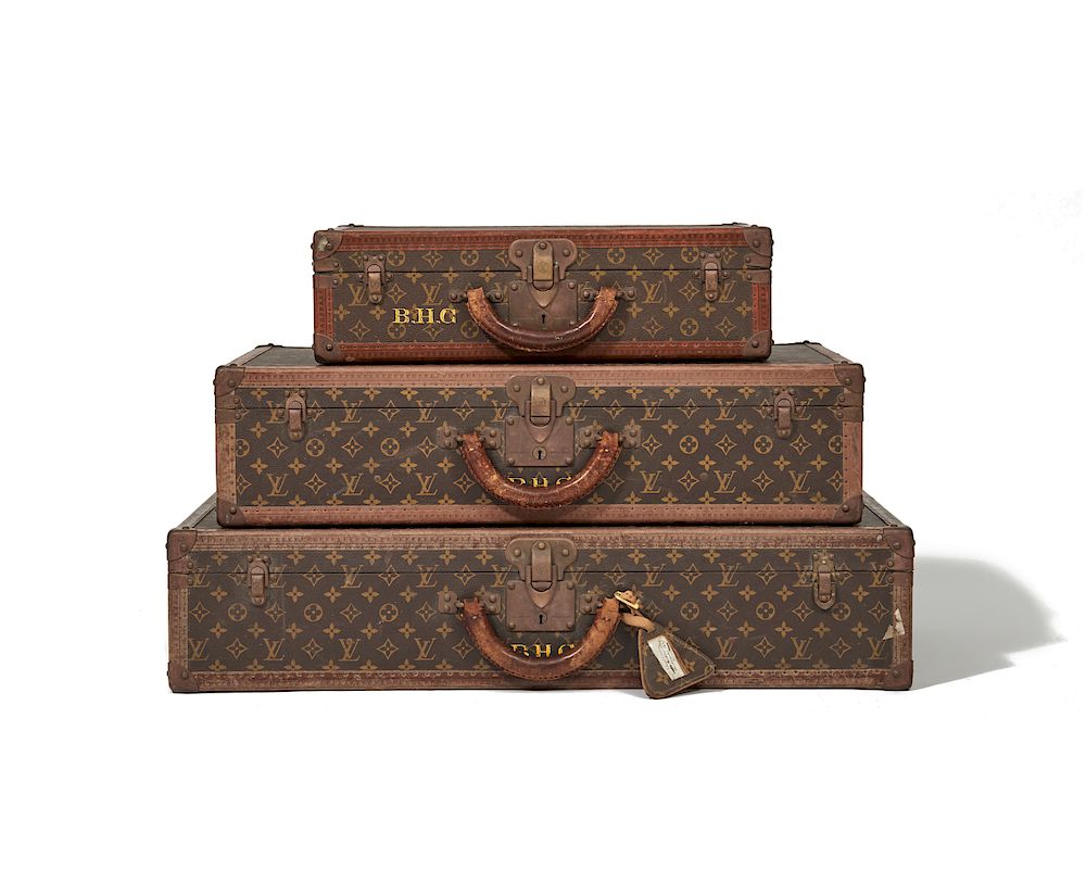 Appraisal: Louis Vuitton Three Piece Luggage Set Louis Vuitton Three Piece