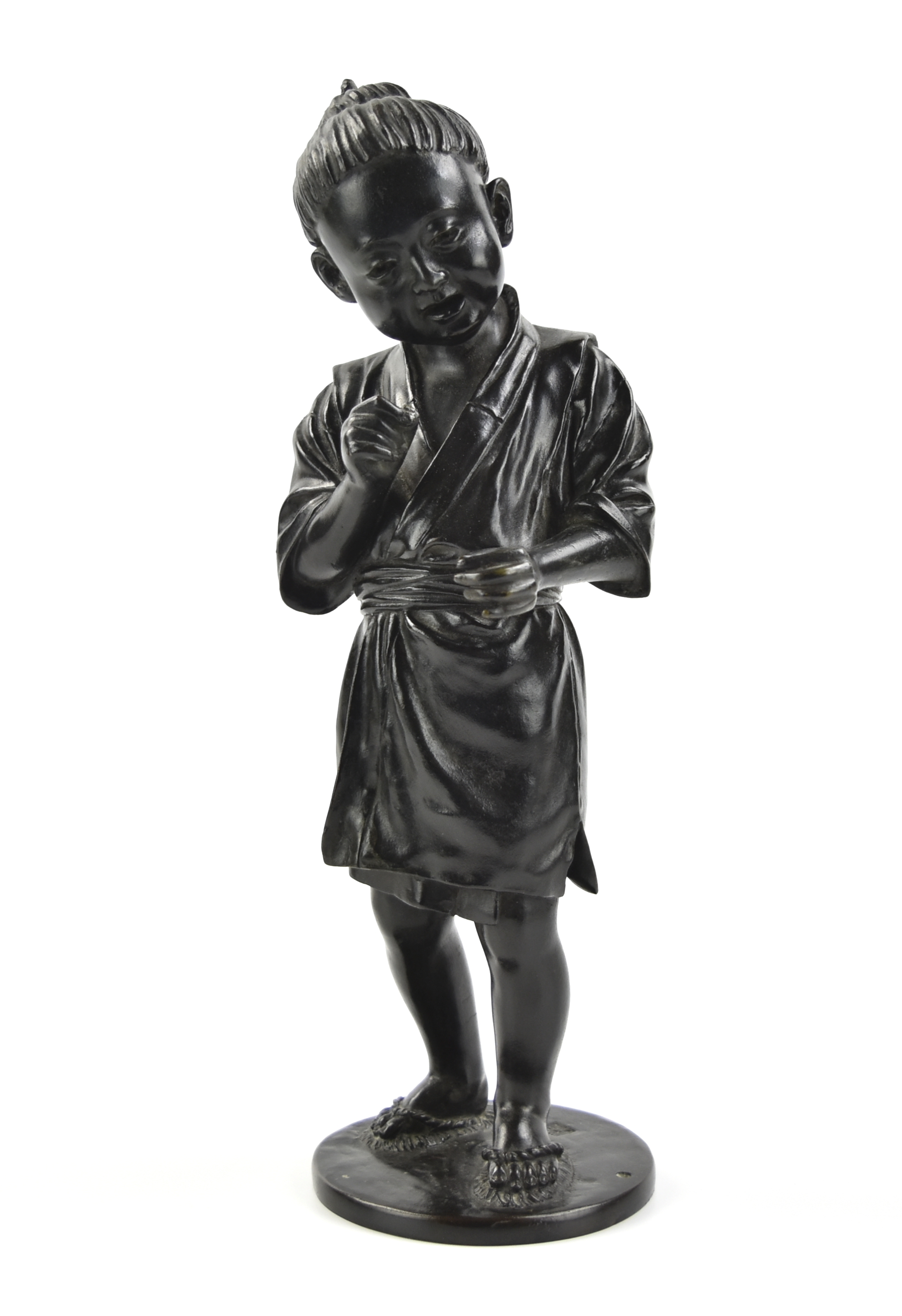 Appraisal: Japanese Taisho Period cast bronze boy figure in robe and