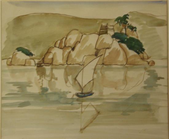 Appraisal: William Gaunt British - Landscape sketch of Elephant Rock Egypt