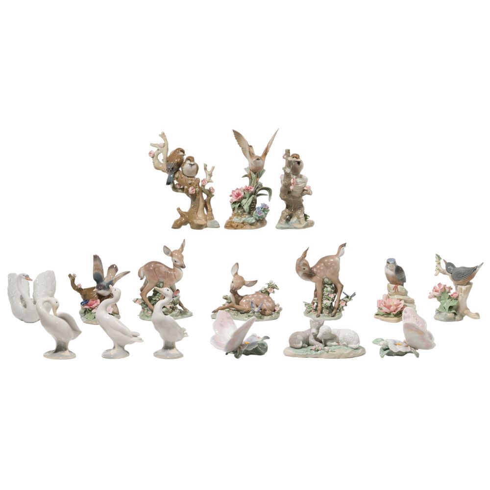 Appraisal: LLADRO ANIMAL FIGURINE ASSORTMENT items including birds water fowl butterflies