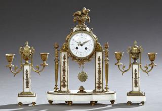 Appraisal: Gilt Bronze and Marble Three-Piece Clock Set c by S