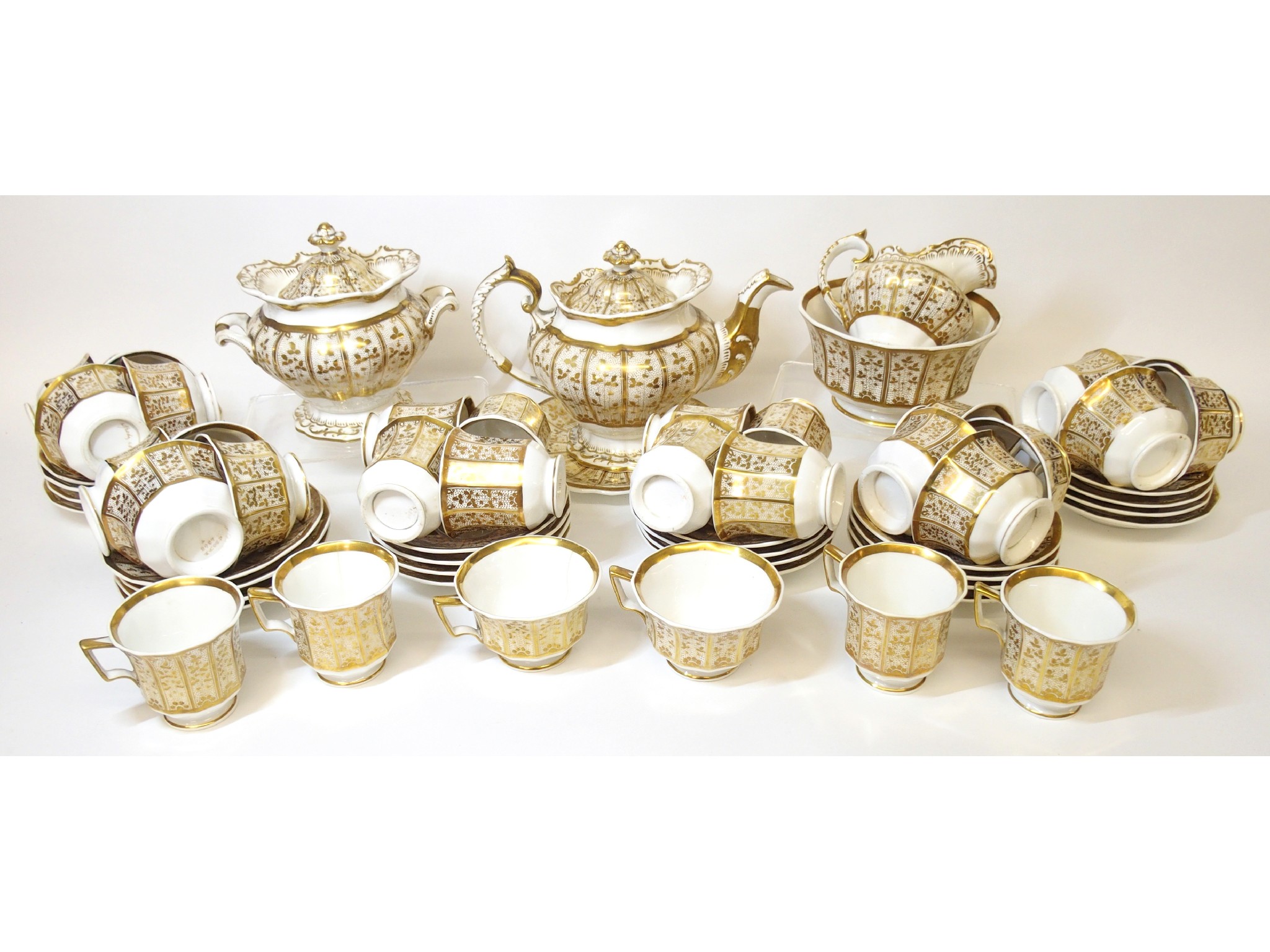 Appraisal: A Spode porcelain tea service th Centurygilt stylized vines to