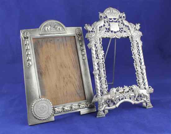 Appraisal: Two Indian white metal photograph frames one pierced and decorates