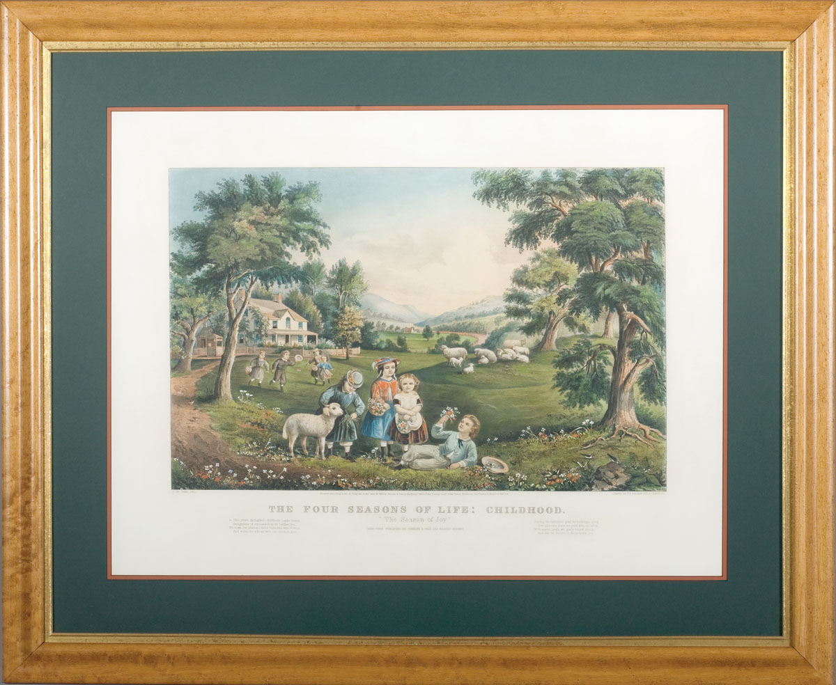 Appraisal: CURRIER AND IVES LARGE FOLIO COLORED LITHOGRAPH quot THE FOUR