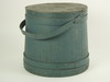 Appraisal: FIRKIN - Large blue painted wooden firkin with cover ash