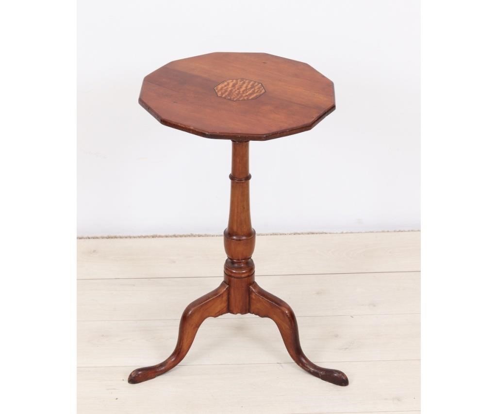 Appraisal: Queen Anne cherry candlestand th c with shaped top with