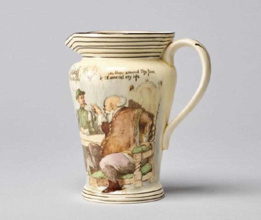 Appraisal: ROYAL DOULTON PITCHERA Royal Doulton Shakespeare pitcher Falstaff to Bardolph