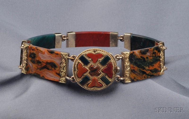 Appraisal: Antique Scottish Agate Bracelet composed of slightly arched jasper bloodstone