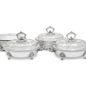 Appraisal: A Set of Four Victorian Silver-Plate Oval Vegetable Dishes with