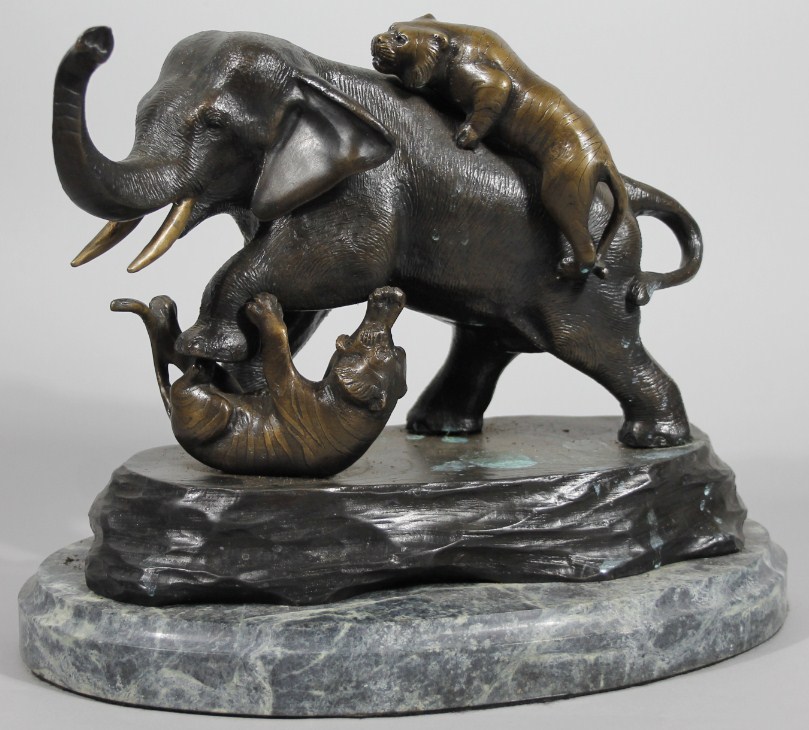 Appraisal: After Barye - A cold cast bronze figure group of