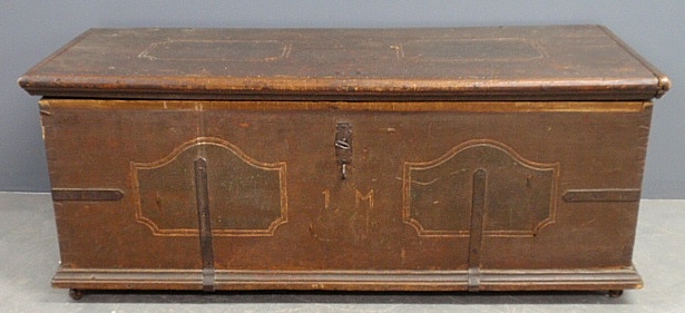 Appraisal: - Continental pine blanket chest th c with strap hinges