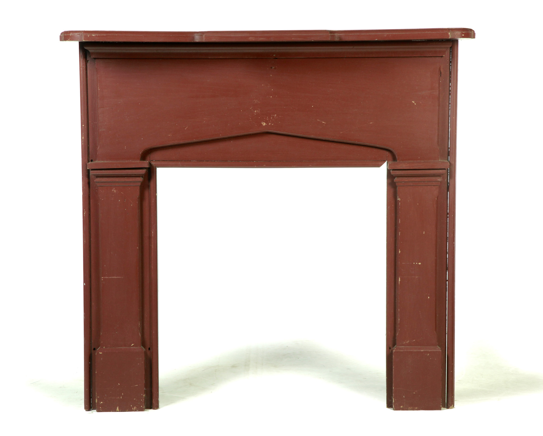 Appraisal: COUNTRY GREEK REVIVAL MANTEL Pine and poplar with red paint