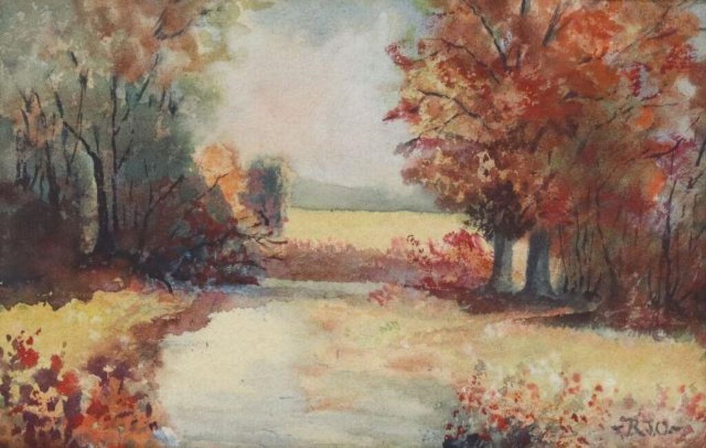 Appraisal: Framed watercolor painting on paper Autumn Landscape initialed lower right