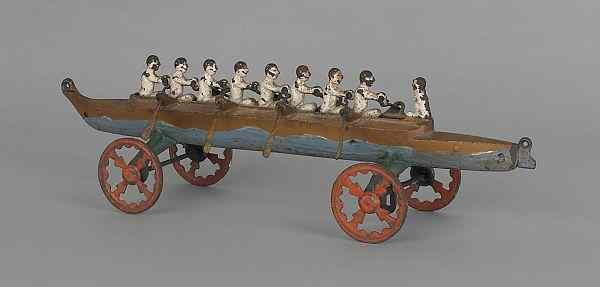 Appraisal: U S Hardware painted cast iron sculling team toy early