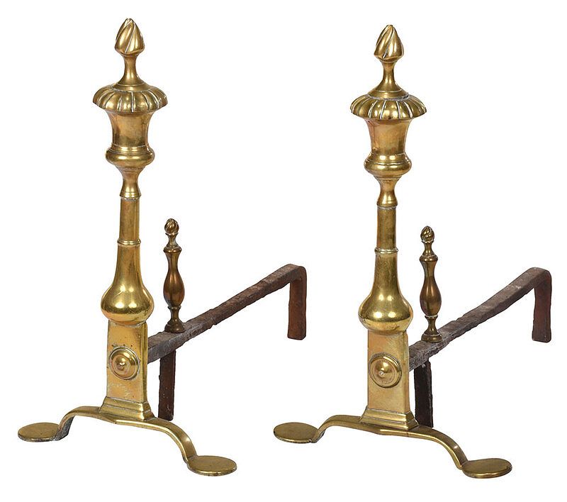 Appraisal: Pair Chippendale Brass Andirons probably British late th century each