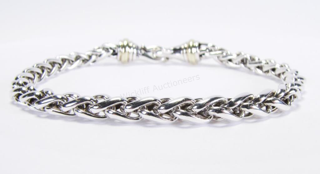 Appraisal: A David Yurman sterling silver heavy wheat chain bracelet with