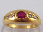 Appraisal: A French hallmarked carat gold ruby and diamond ring ruby