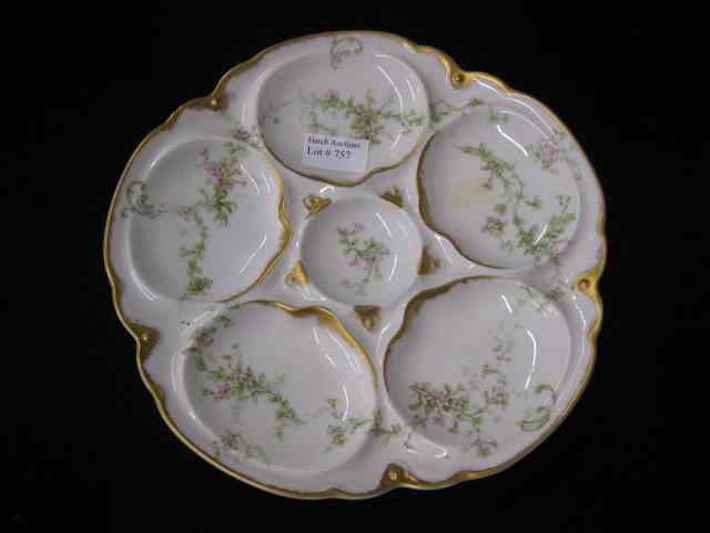 Appraisal: Haviland Limoges Porcelain Oyster Plate floral sprays gold trim -