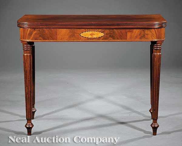 Appraisal: An American Classical Inlaid Mahogany Games Table c Mid-Atlantic foldover