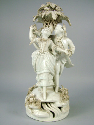 Appraisal: A Naples cream ware figure group th century courting couple