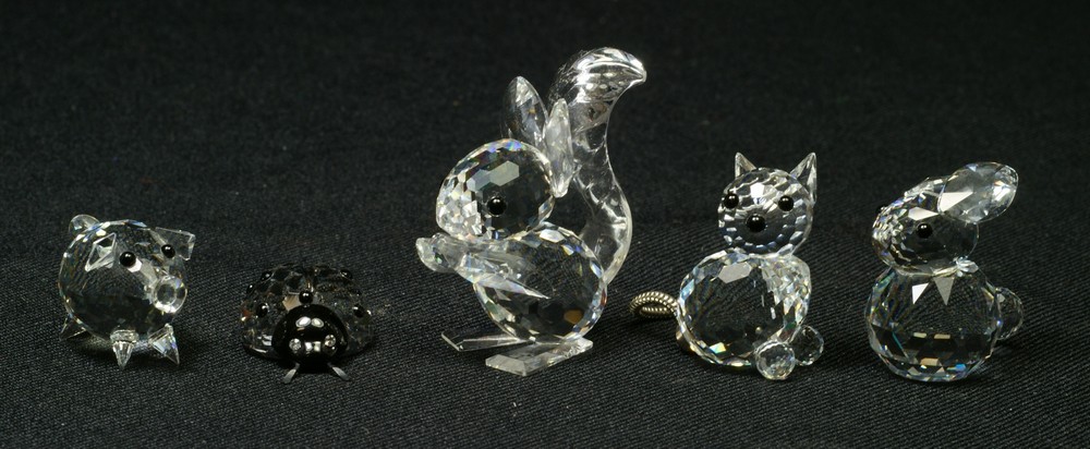 Appraisal: Swarovski crystal animal figurines ladybug squirrel pig cat rabbit tallest