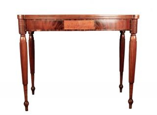 Appraisal: American Sheraton Cherry Card Table The serpentine top with outset