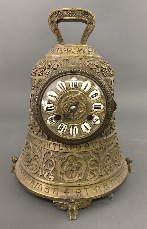 Appraisal: Ornate French Brass Bell Form Clock Ornate French brass bell