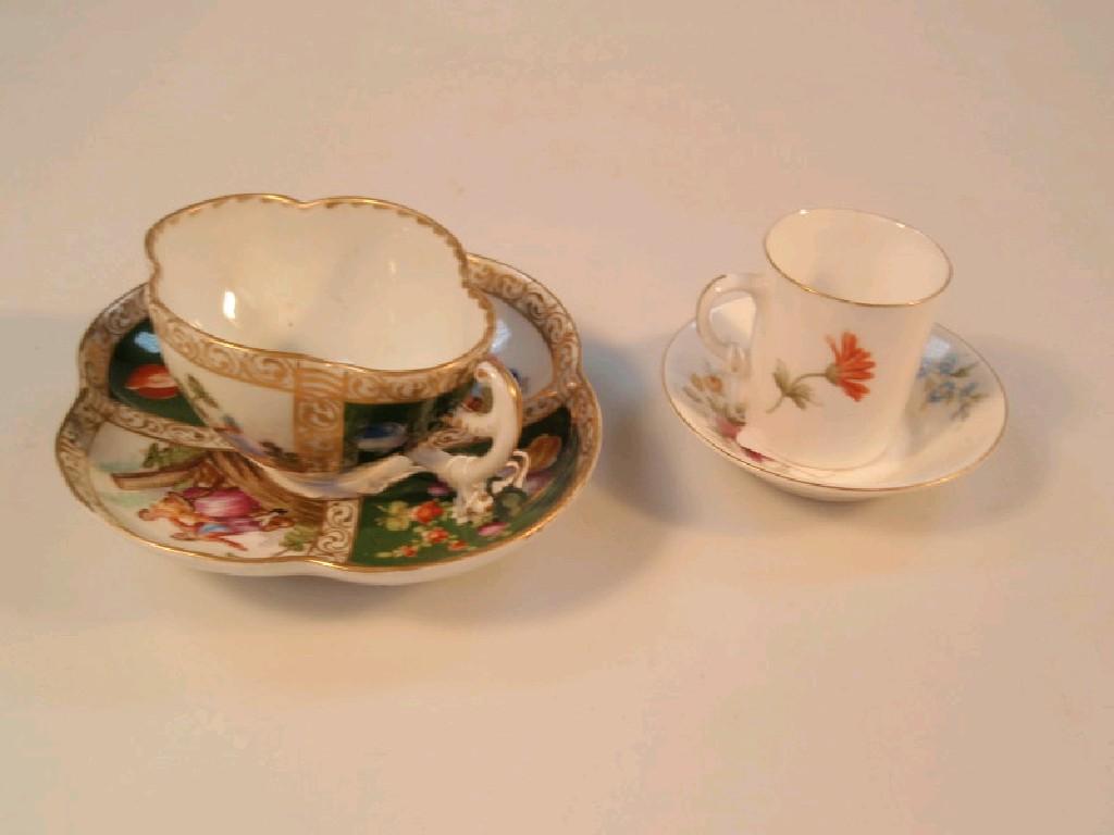 Appraisal: A Helena Wolfsohn porcelain cabinet cup and saucer of quatrelobed