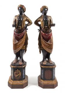 Appraisal: A Pair of Venetian Blackamoor Figures Height inches A Pair