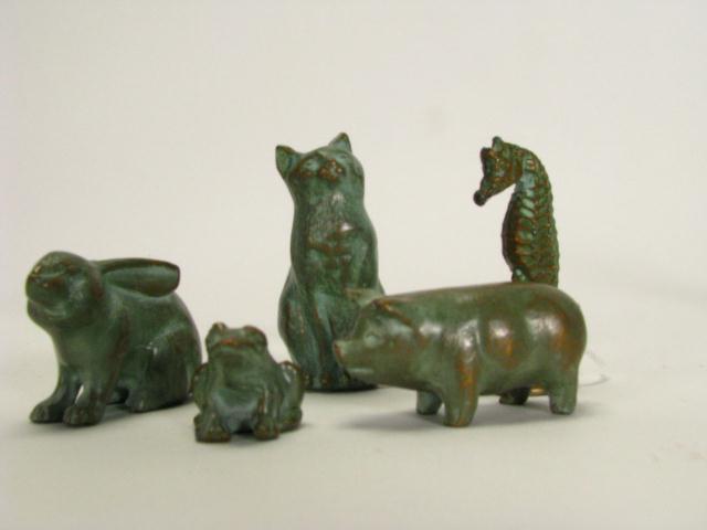 Appraisal: Collection of Miniature Bronze Animals including rabbit pig cat toad