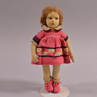 Appraisal: Lenci Felt Girl Doll in Pink Dress ht in Estimate