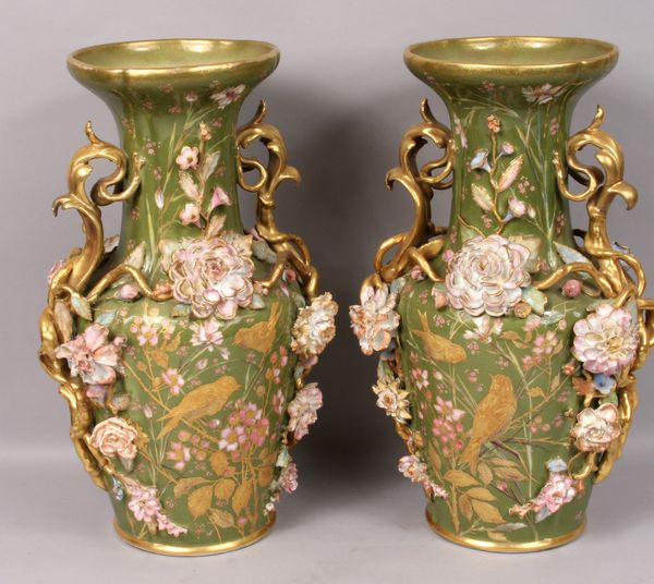 Appraisal: Pair of English porcelain vases h x w Good condition