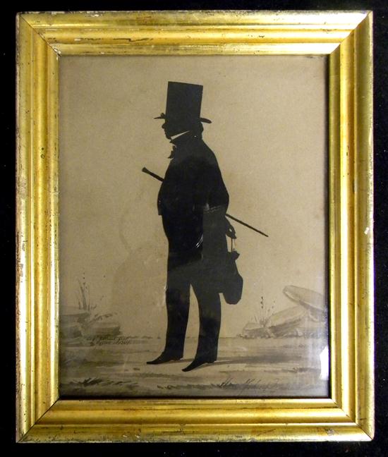 Appraisal: Auguste Edouart Boston silhouette of man with top hat and