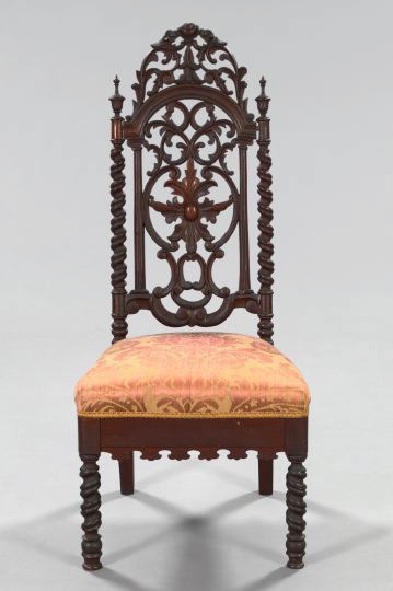 Appraisal: American Rococo Revival Walnut Slipper Chair of Elizabethan inspiration mid-