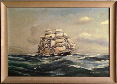 Appraisal: Captain Baynard Fish Foulke American - oil on canvas ship